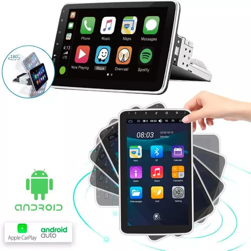 Oferta Dia das Mães | Central Multimídia Universal | Tela Rotativa e Flutuante Carplay Android Wifi (PARA QUALQUER CARRO)